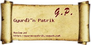 Gyurán Patrik névjegykártya